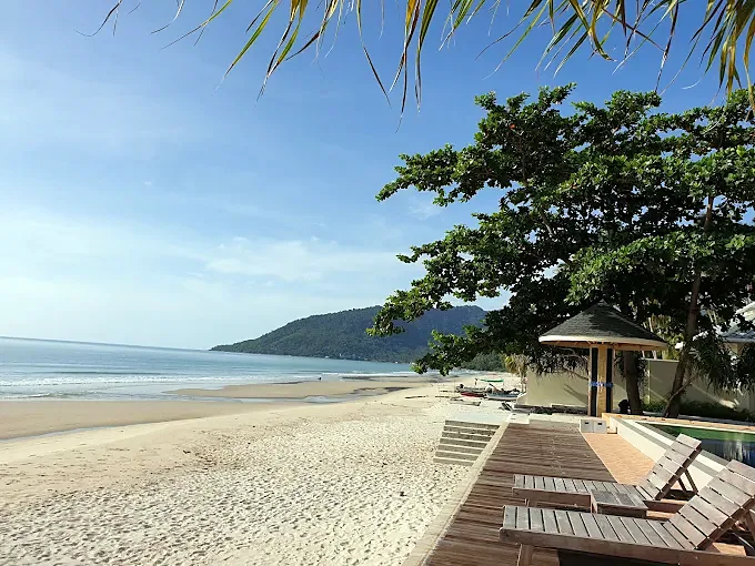 beach, loungers and bay
