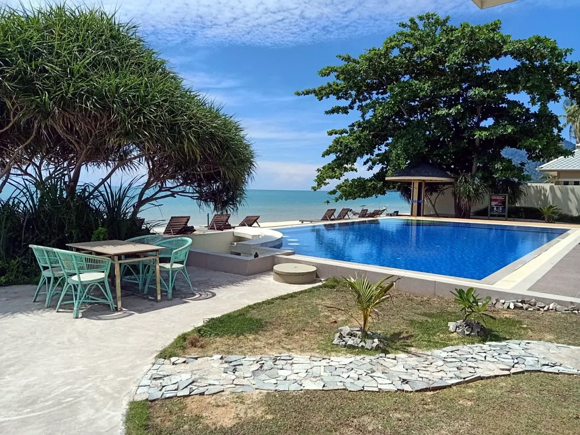 pool garden with sea view